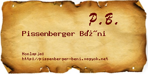 Pissenberger Béni névjegykártya